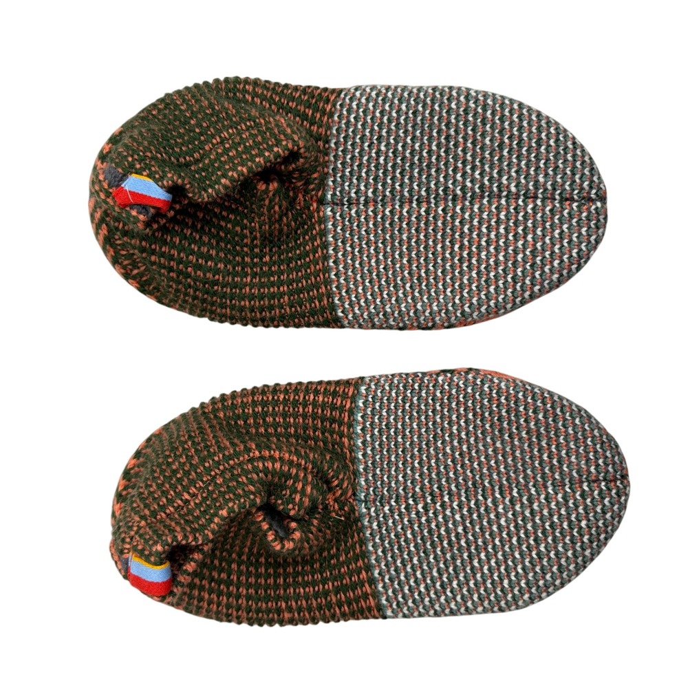 Bombas Gripper Slippers Womens S/M Orange Green Knit House Shoes Non Slip